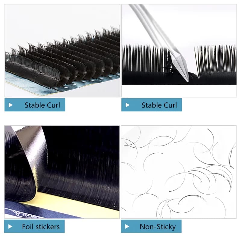 Düz Elips Yarıklı Uçlu Kirpik Ekstenşiyonları 0.15mm 0.20mm