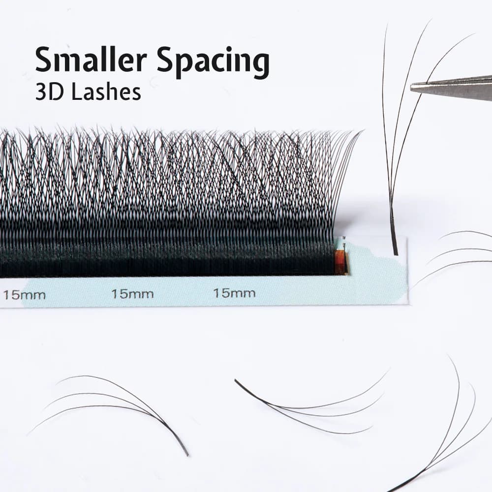 3D W Şekil Daha Az Aralıklı Hazır Hacimli Kirpikler