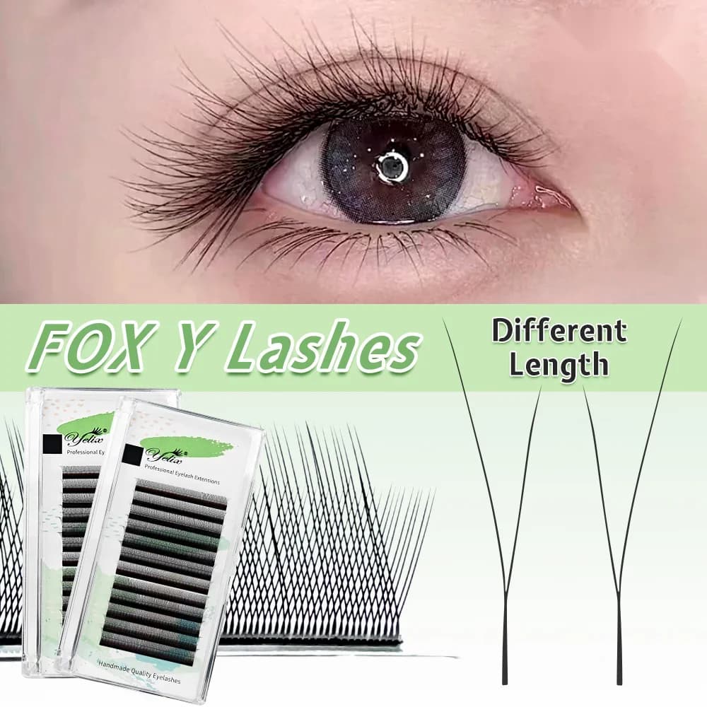 Fox Y Şekilli B/C Kıvımlı Hazır Fan Kirpik Karışımı 8-13mm