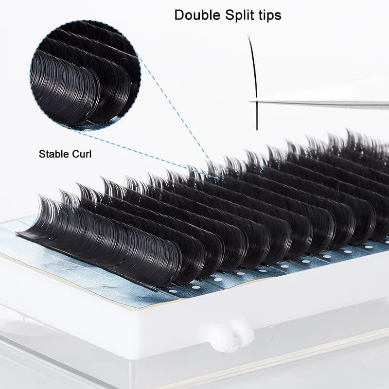 Düz Elips Yarıklı Uçlu Kirpik Ekstenşiyonları 0.15mm 0.20mm