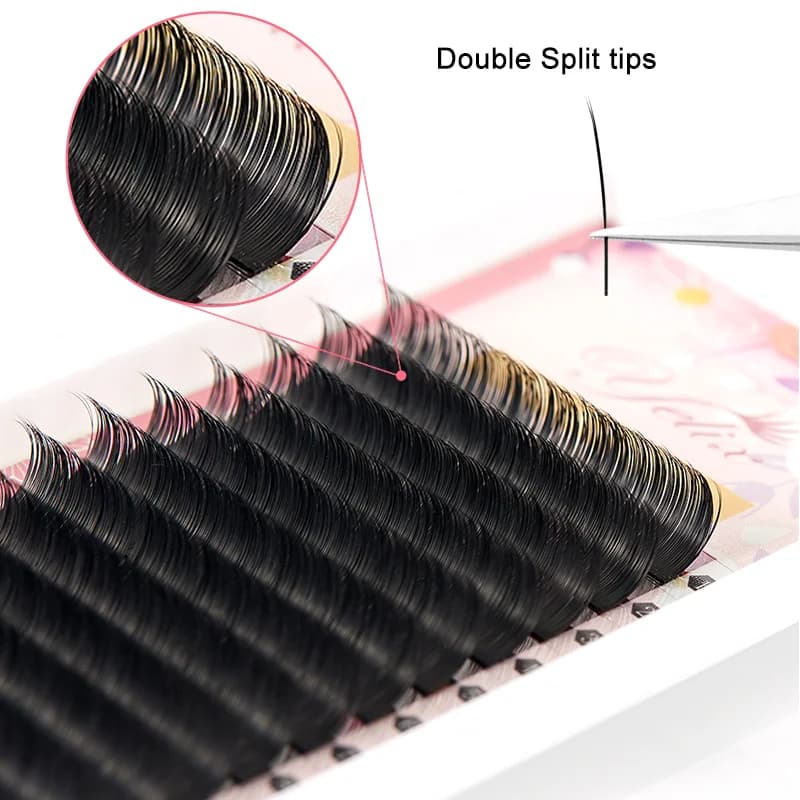 Düz Elips Ayrık Uçlu Siyah Kirpik Ekleri 0.15-0.20mm