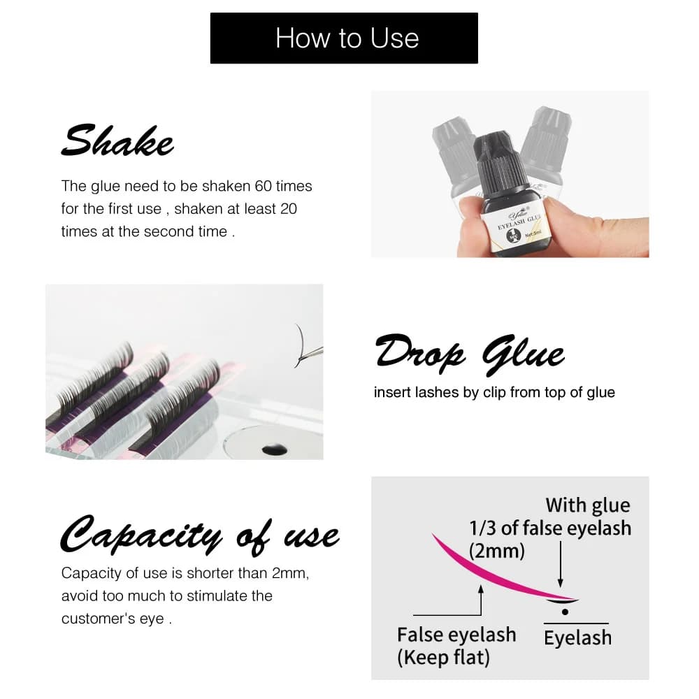 Profesyonel Kirpik Uzatma Yapıştırıcısı 5ml 3'lü Set