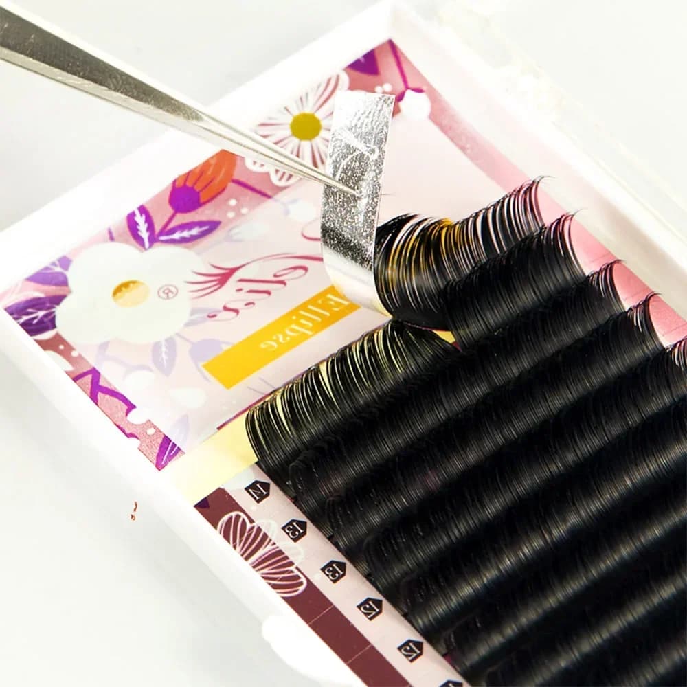 Elips Düz Çatallı Uçlu Kirpik Ekleri 6-19mm 0.15-0.2mm