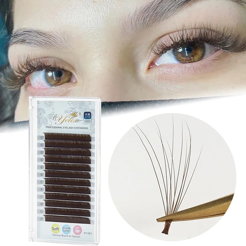 Koyu Kahve Kolay Yelpaze Kirpik Ekleri C/D Kıvrım 8-15mm